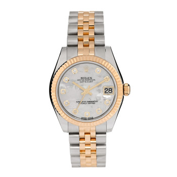 ROLEX Stainless Steel 18K Yellow Gold Diamond Mother of Pearl 31mm Oyster Perpetual Datejust Watch 178273