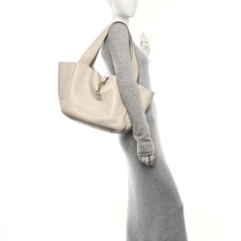 SAINT LAURENT Grained Deerskin Bea Tote Blanc Vintage