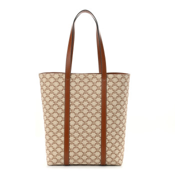 CELINE Triomphe Canvas Calfskin Museum Bag White