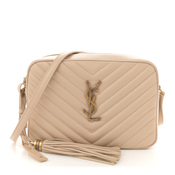SAINT LAURENT Calfskin Matelasse Monogram Lou Camera Bag Dark Beige