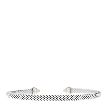DAVID YURMAN Sterling Silver 18K Yellow Gold Diamond 4mm Dome Cable Classics Bracelet