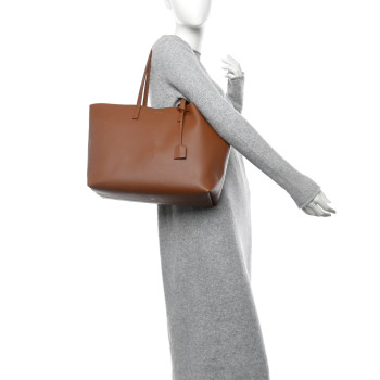 SAINT LAURENT Calfskin Large Shopping Tote Brick
