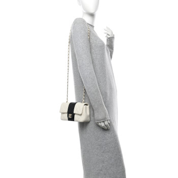 CHANEL Lambskin Quilted Mini Rectangular Flap White Black