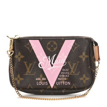 LOUIS VUITTON Monogram V Maui Mini Pochette Accessories Rose Ballerine