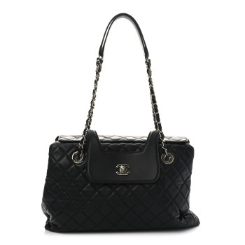 CHANEL Lambskin Quilted By 3 Shopping Tote Black