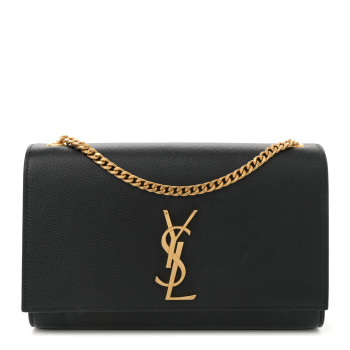 SAINT LAURENT Grain De Poudre Medium Classic Monogram Kate Satchel Black