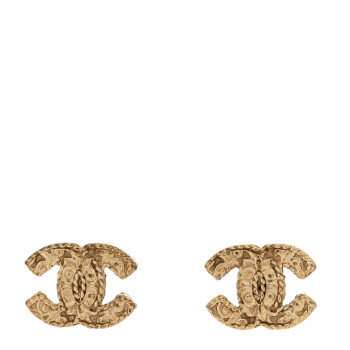 CHANEL Textured CC Earrings Gold