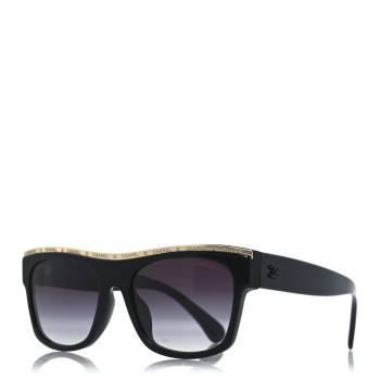 CHANEL Acetate Square Sunglasses 71505-A Black Grey