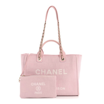 CHANEL Mixed Fibers Small Deauville Tote Pink