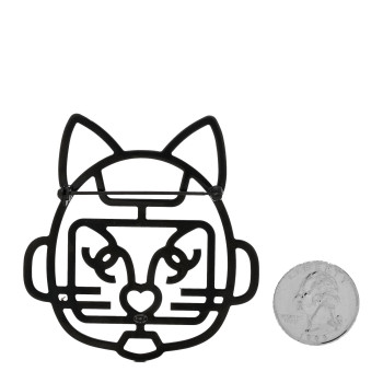 CHANEL Strass Crystal Emoji Robot Cat Brooch Blue