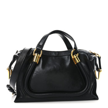 CHLOE Shiny Calfskin Small Paraty 24 Black