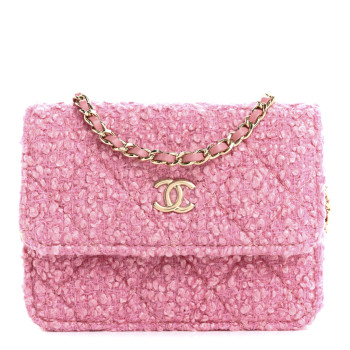 CHANEL Tweed Quilted Flap Chain Waist Bag Pink