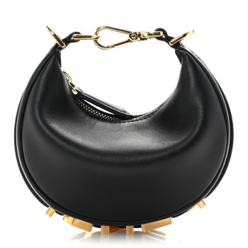FENDI Vitello Grace Matte Nano Fendigraphy Hobo Charm Black