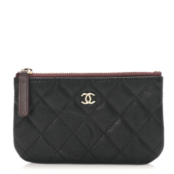CHANEL Caviar Quilted Small Cosmetic Case Black