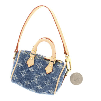 LOUIS VUITTON LV X TM Monogram Denim Cerises Micro Speedy Bag Charm Blue