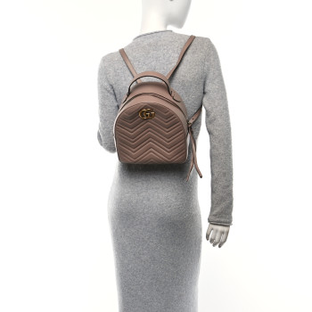 GUCCI Calfskin Matelasse GG Marmont Backpack Porcelain Rose