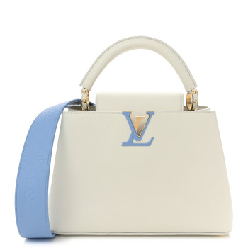 LOUIS VUITTON Taurillon Tile Capucines BB Snow White Provence Blue