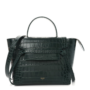 CELINE Calfskin Crocodile Embossed Micro Belt Bag Amazone