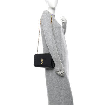 SAINT LAURENT Grain De Poudre Medium Classic Monogram Kate Satchel Black