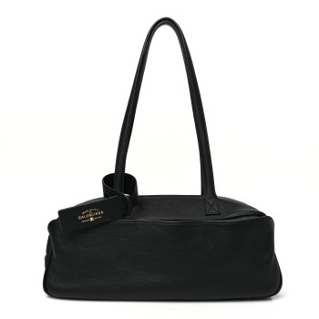 BALENCIAGA Grained Calfskin Small Carrie Bowling Bag Black
