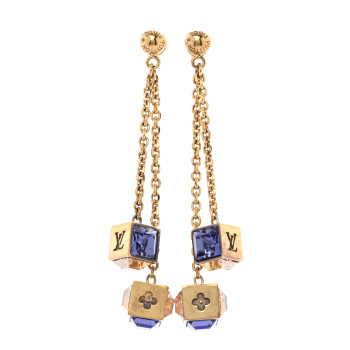 LOUIS VUITTON Swarovski Gamble Earrings Azur Gold