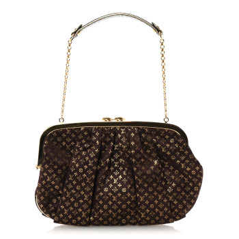 LOUIS VUITTON Satin Monogram Aumoniere Clutch Brown