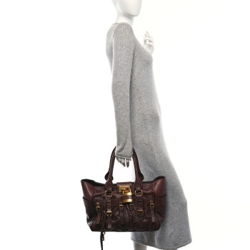 CHLOE Calfskin Paddington Front Pocket Tote Chocolate