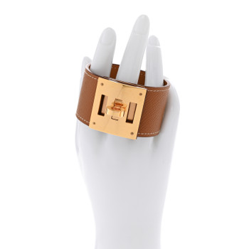 HERMES Epsom Kelly Dog Bracelet T2 Gold