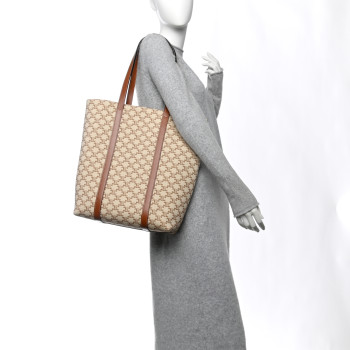 CELINE Triomphe Canvas Calfskin Museum Bag White