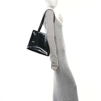 PRADA Spazzolato Logo Embossed Tote Black