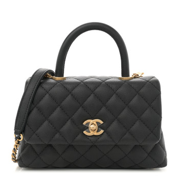 CHANEL Caviar Quilted Mini Coco Handle Flap Black