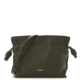 LOEWE Calfskin Mini Flamenco Knot Clutch Vintage Khaki