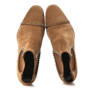 CHRISTIAN LOUBOUTIN Crosta Spike Mens Cloo Chelsea Boots 42 Cinnamon