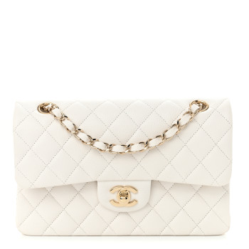 CHANEL Caviar Quilted Small Double Flap White