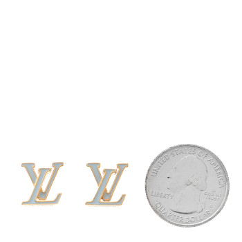 LOUIS VUITTON Metal Enamel LV Iconic Earrings Gold Blue