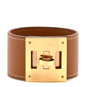 HERMES Epsom Kelly Dog Bracelet T2 Gold