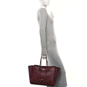 BALENCIAGA Smooth Calfskin Medium Bel Air Carry All Bag Dark Burgundy