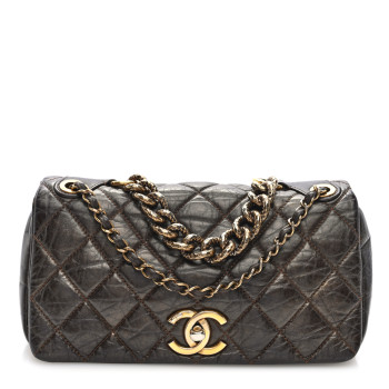 CHANEL Metallic Aged Calfskin Quilted Medium Pondichery Flap Bronze