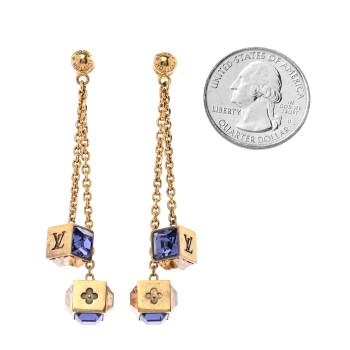 LOUIS VUITTON Swarovski Gamble Earrings Azur Gold