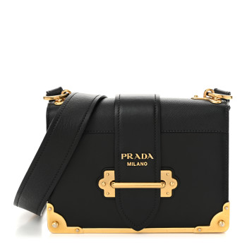 PRADA City Calf Saffiano Cahier Bag Black