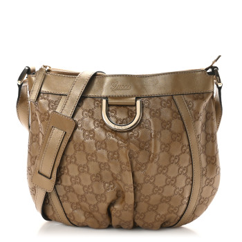 GUCCI Crystal Monogram Small D Gold Ring Messenger Gold