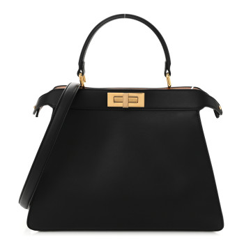 FENDI Vitello Seta Shiny Nappa Medium Peekaboo I SEE U Satchel Black Light Rose