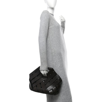 BOTTEGA VENETA Calfskin V Woven Drawstring Tote Dark Brown