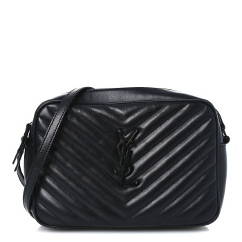 SAINT LAURENT Calfskin Matelasse Monogram Monochrome Lou Camera Bag Black