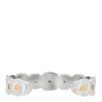 BUCCELLATI Sterling Silver Vermeil Diamond Blossoms Daisy Narrow Cuff Bracelet