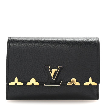 LOUIS VUITTON Taurillon Embellished Capucines Compact Wallet Black