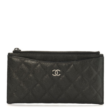 CHANEL Caviar Quilted Classic Zip Pouch Black