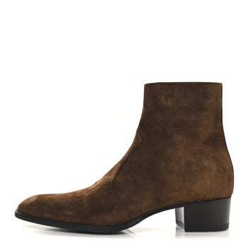 SAINT LAURENT Suede Calfskin Mens Wyatt 40 Zip Boots 45 Land