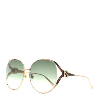 GUCCI Metal Oversized Round Frame GG0225S Sunglasses Gold
