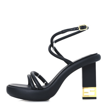 FENDI Nappa Baguette Ankle Strap 30/110mm Platform Sandals 38.5 Black